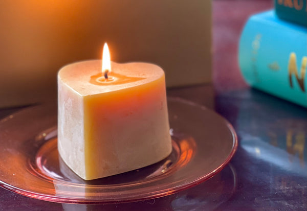 Heart Candle – Golden Light Beeswax Candles